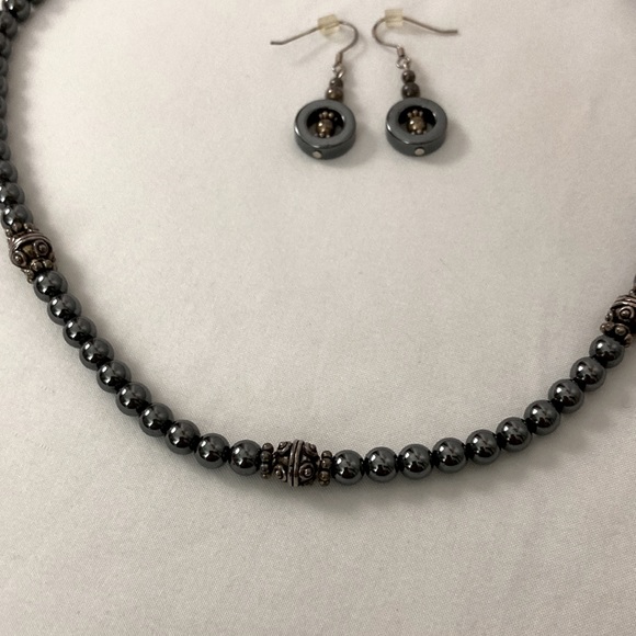 Hematite Beaded Necklace and Earrings Set - Picture 3 of 8